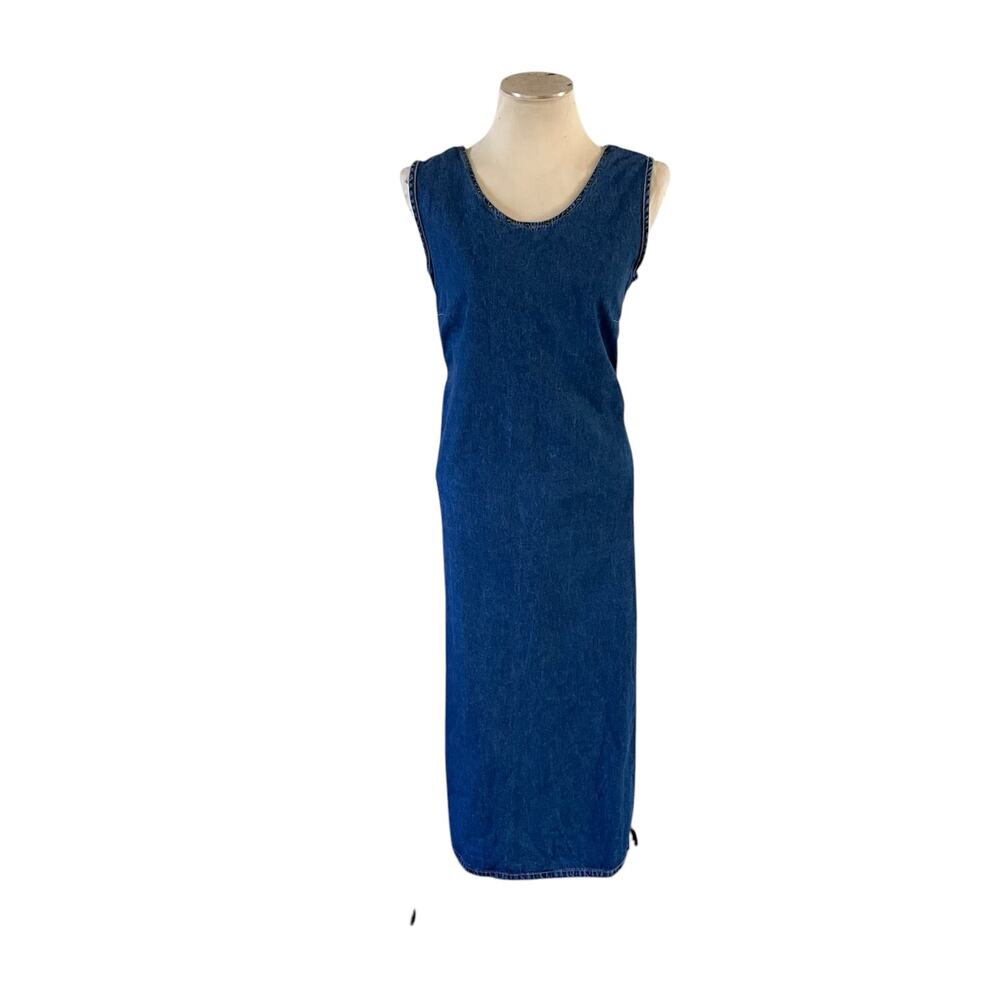 Y2K 2000s Creek Denim Jumper Maxi Dress Stud Detail Plus Sz 18 Cottagecore